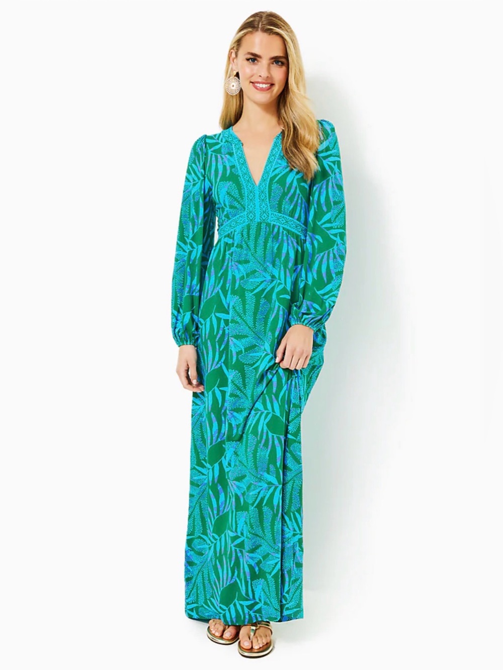 NWT! Lilly Pulitzer WEXLEE Maxi Dress FIDDLE LEAF GREEN ITS A JUNGLE OUT THERE - Picture 2 of 10